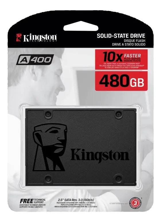 Disco Solido 480gb Kingston A400 Ssd Notebook Color Negro