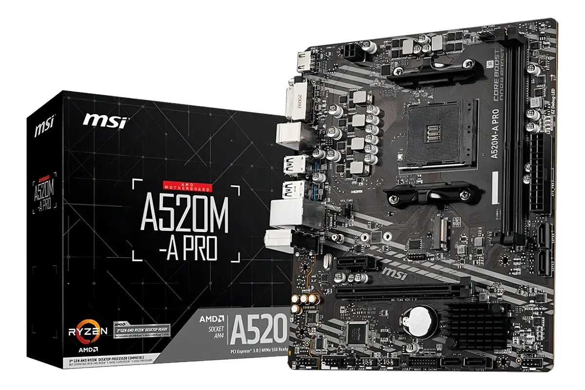Motherboard Msi A520m-a Pro Am4 Ddr4 3ra Y 5ta Gen Color Negro