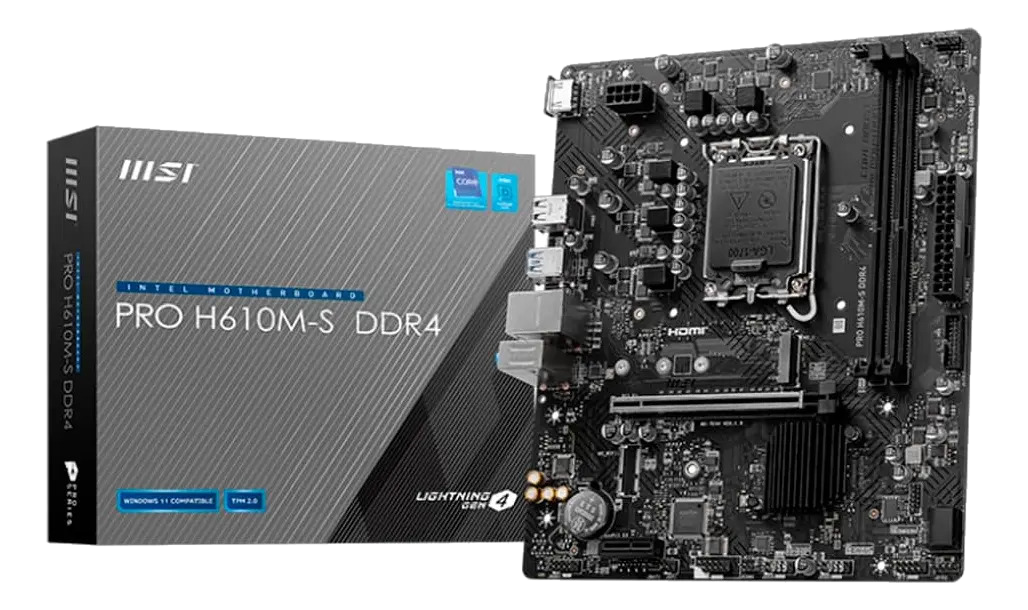 Motherboard Msi H610m-s Pro Ddr4 Lga1700 Color Negro