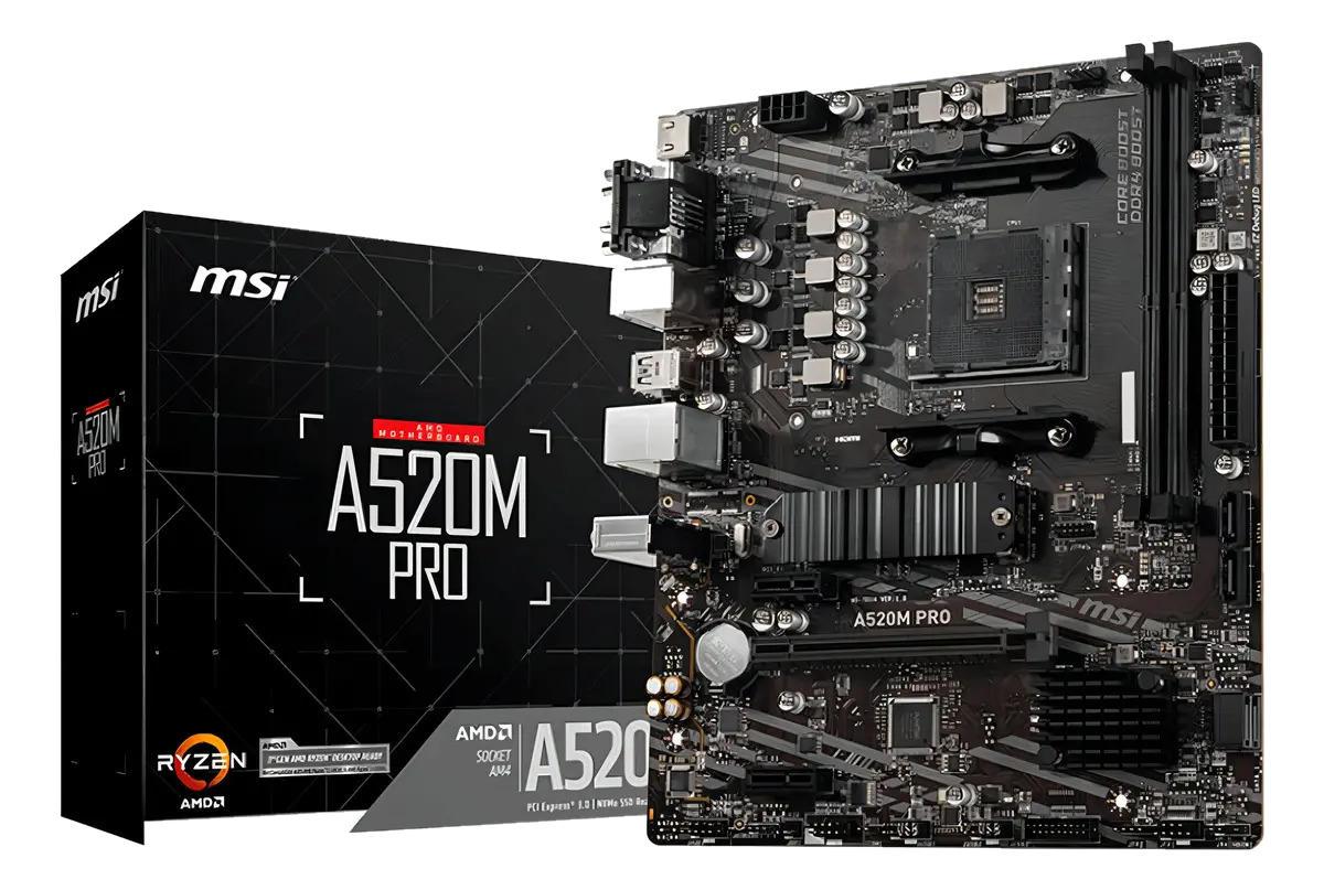 Tarjeta Madre Msi A520m Pro Socket Am4 Micro Atx Color Negro
